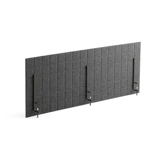Bordsskärm, B 1600 x H 600 mm, grå, svart
