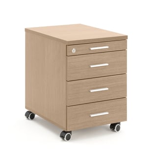 Rullhurts till receptionsdisk, 4 lådor, centrallås, ek