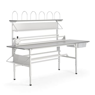 Packbord, 2400x800 mm, inkl överhylla, grå