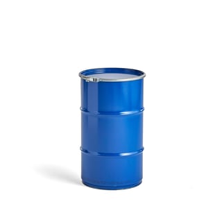 Plåtfat 60 liter, OH 0,5, fast material, blå