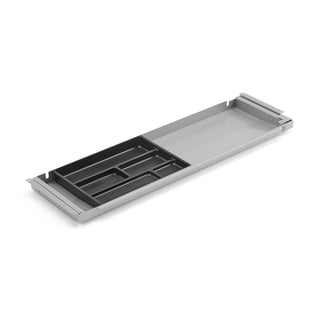 Skrivbordslåda i plåt, 32x871x260 mm, silver