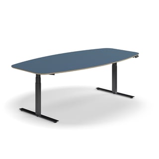 Konferensbord, höj- och sänkbart, 2400x1200 mm, svart/dovblå