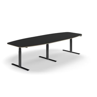 Konferensbord, höj- och sänkbart, 3200x1200 mm, svart/mörkgrå