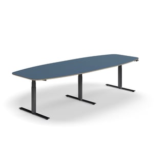 Konferensbord, höj- och sänkbart, 3200x1200 mm, svart/dovblå