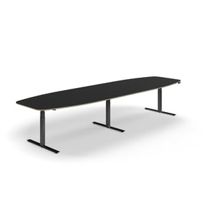 Møtebord, hev/senk, L4000 B1200 mm, svart understell, mørk grå