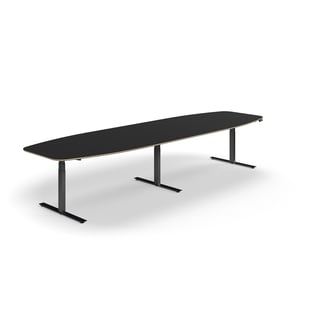 Konferensbord, höj- och sänkbart, 4000x1200 mm, svart/mörkgrå