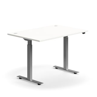 Skrivbord, höj- och sänkbart, 1200x800 mm, silver/vit