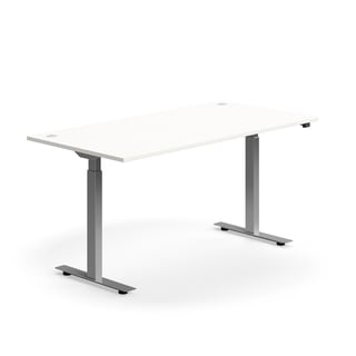 Skrivbord, höj- och sänkbart, 1600x800 mm, silver/vit
