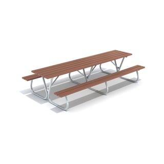 Bord med bänk, 2900 mm, barkbrun/galv