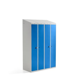 Klädskåp, 2 sektioner, 4 dörrar, 1900x1200x550 mm, blå