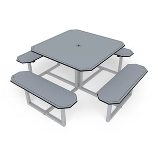 Bänkbord, 1750 mm, HPL, 8 platser, grå/galv