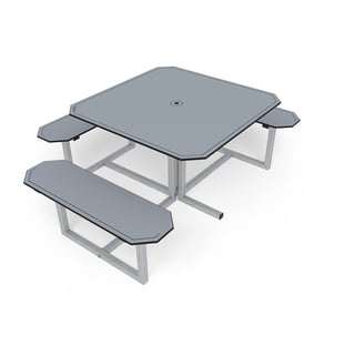 Bänkbord, 1370 mm, HPL, 7 platser, grå/galv